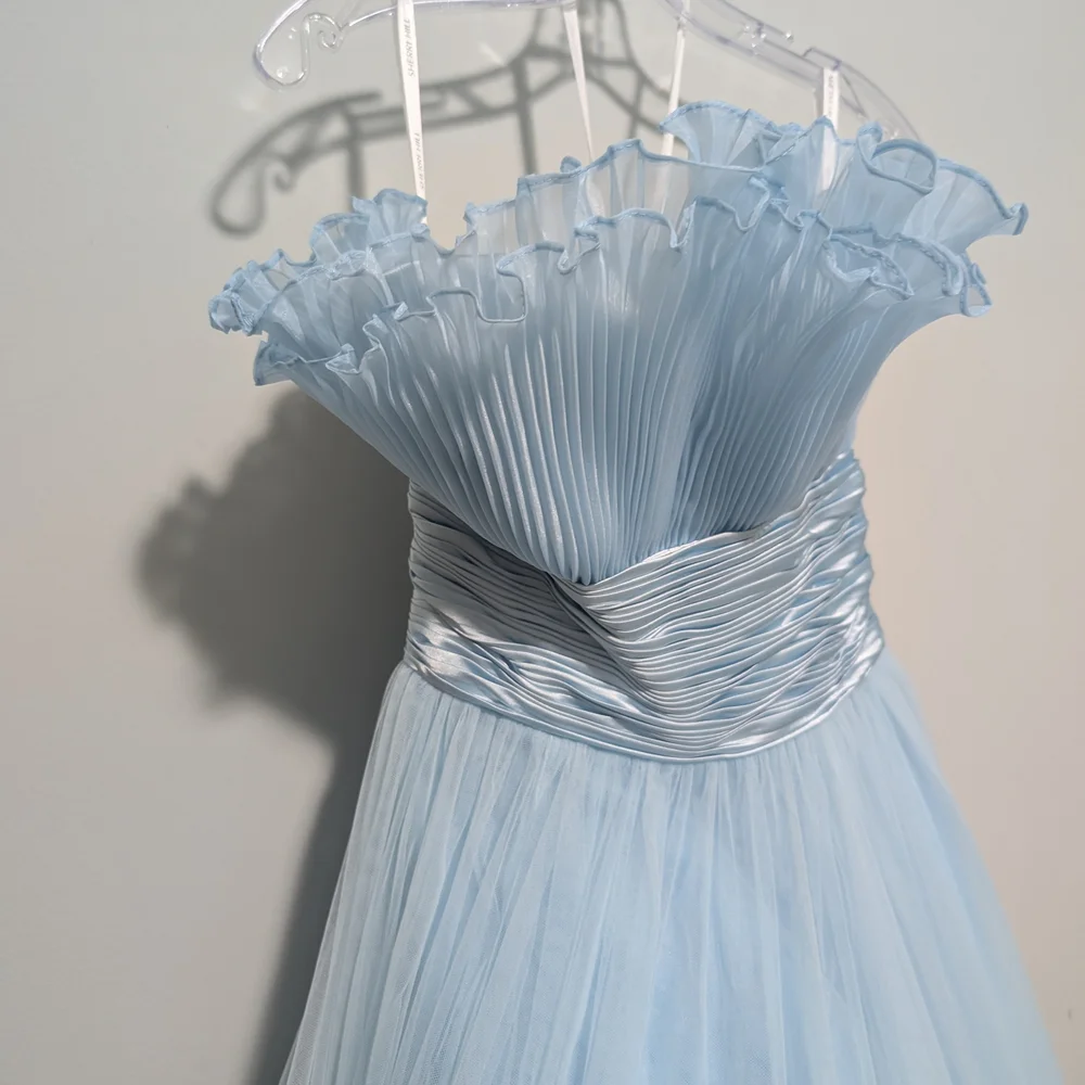 NWOT Sherri Hill *Blue* Ruffled Ball Gown - Picture 4 of 6